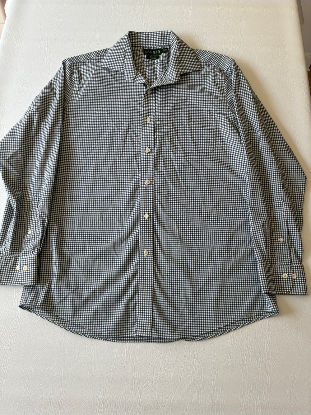 Lauren Ralph Lauren Men's Navy and White Gingham Dress Shirt